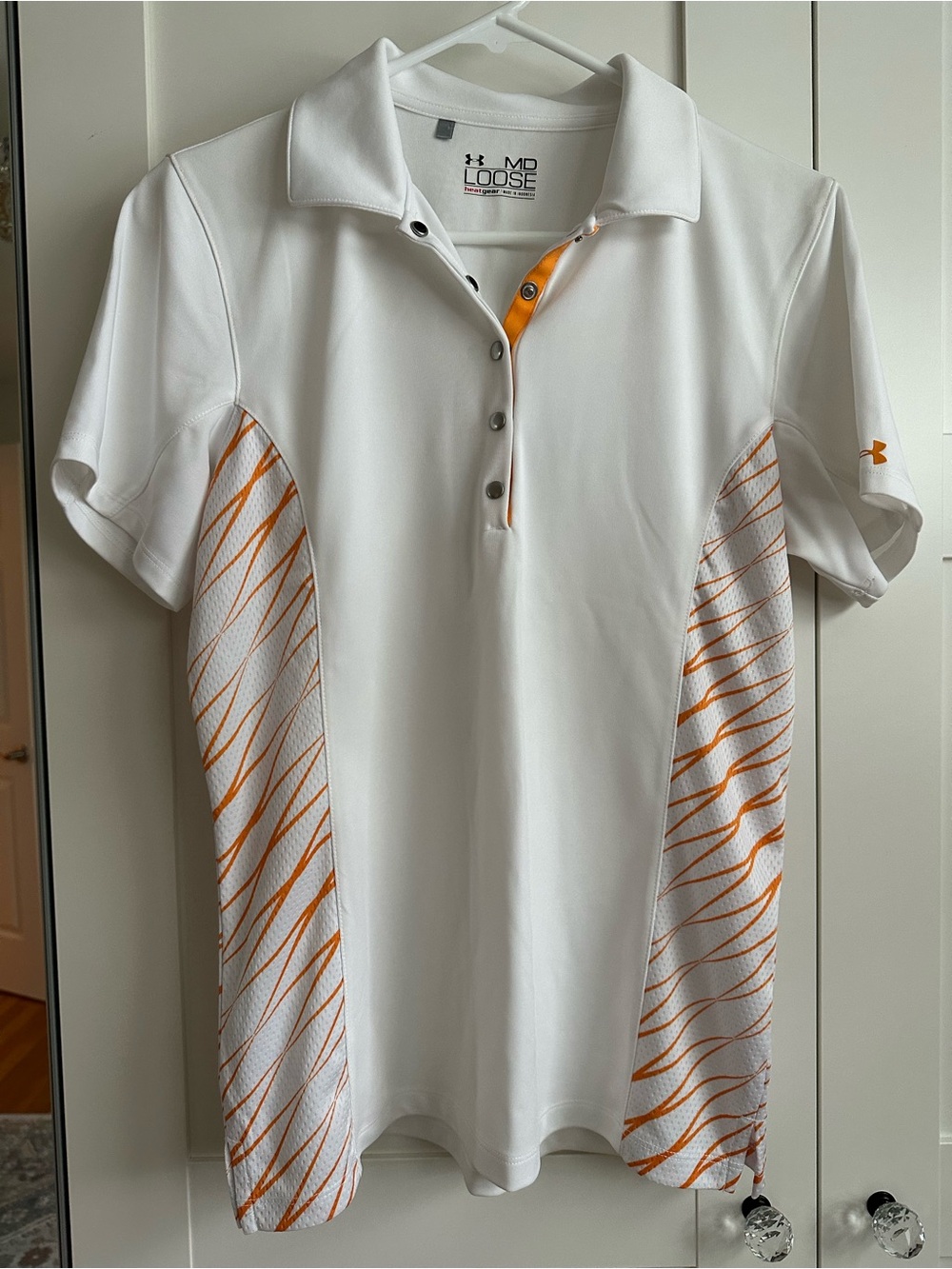 NWOT Under Armour White Polo with Orange Trim